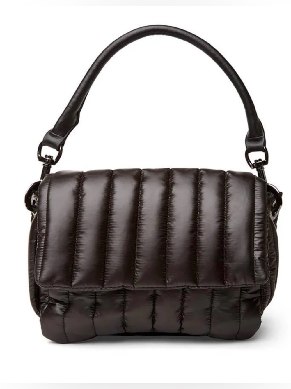 THINK ROYLN Bar Bag in Shiny Black with Stripe Strap NIB - Picture 4 of 7